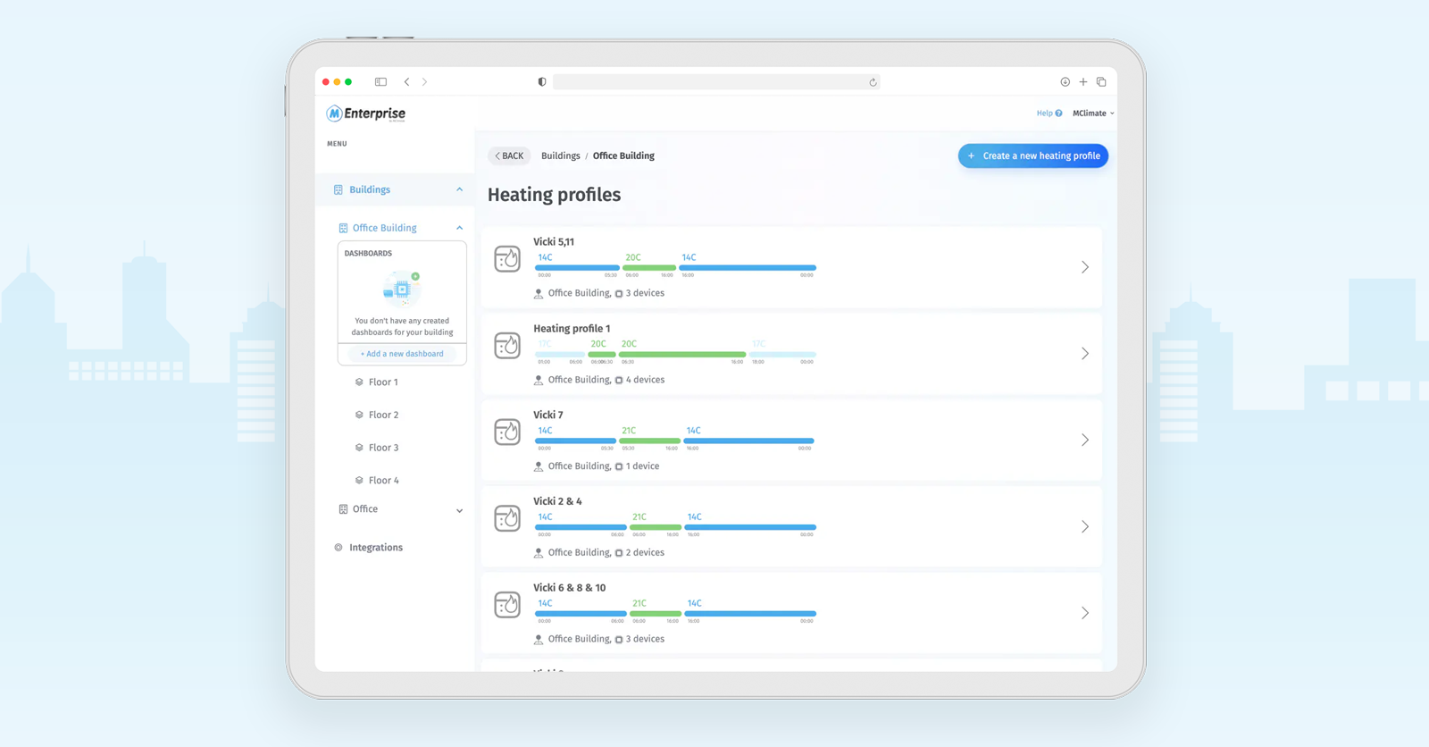 MClimate Enterprise Heizprofile